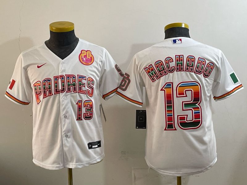 Youth 2026 San Diego Padres #13 Machado White Game Nike MLB Jersey style 02